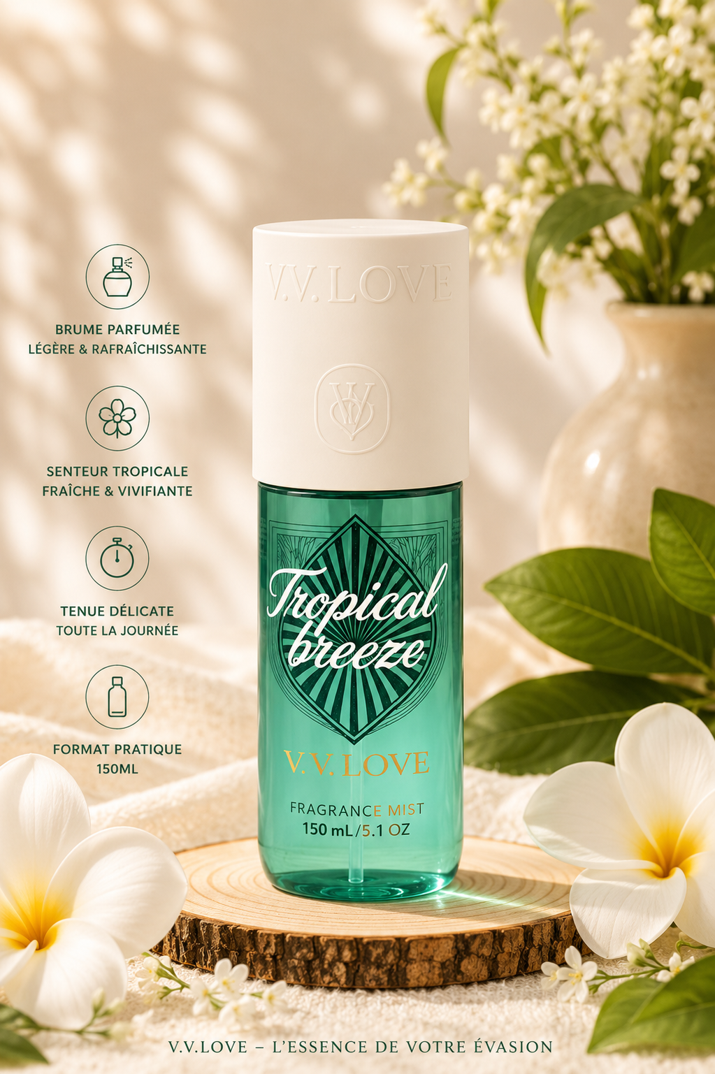 Brume tropical breeze de VV love, 150 ml, dupe de la n° 39 sol de Janeiro