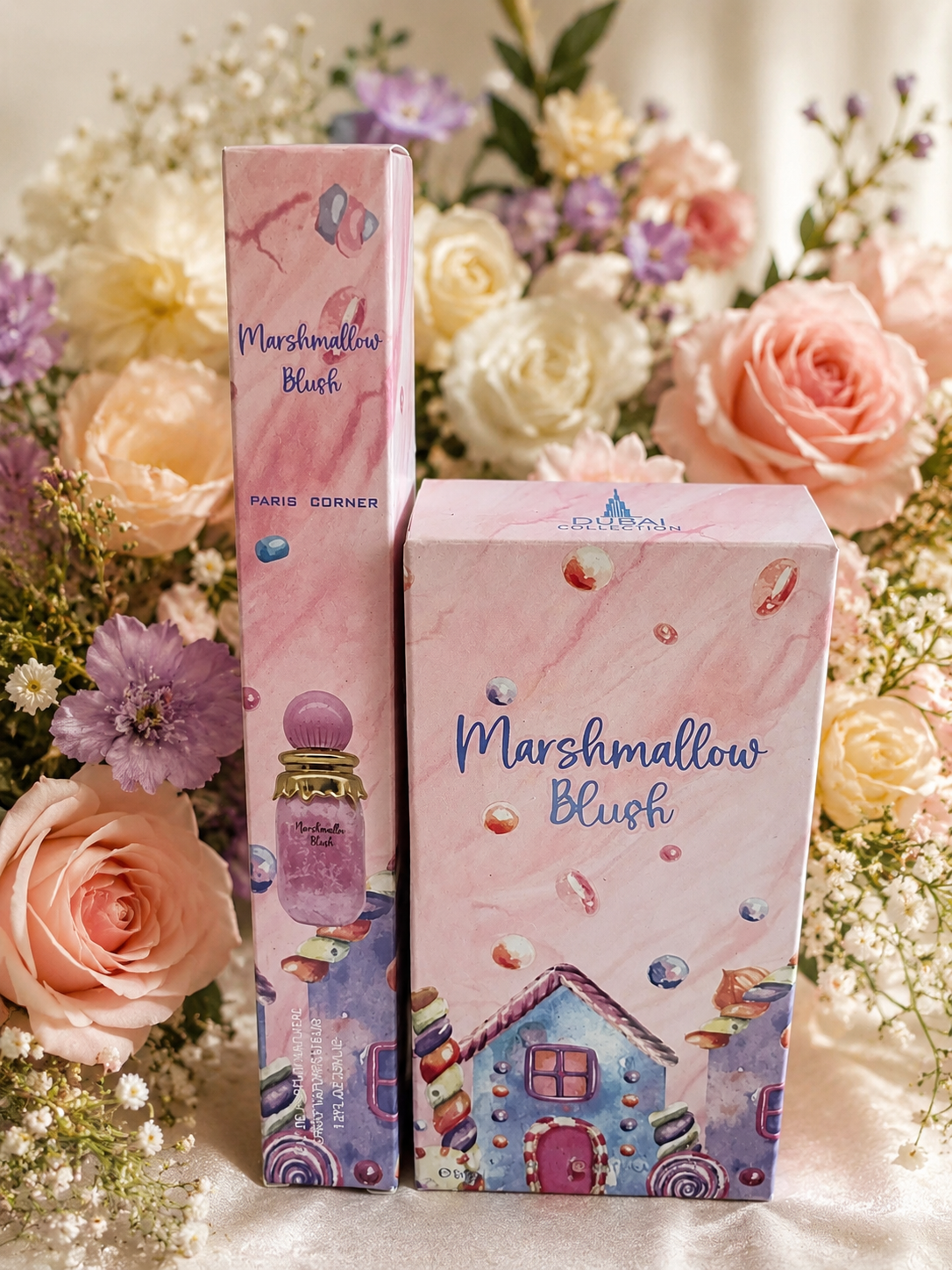 Lot petit prix Marshmallow blush de Dubaï collection contenant une eau de parfum en 35 ml et une eau de parfum en 50 ml, pour femme