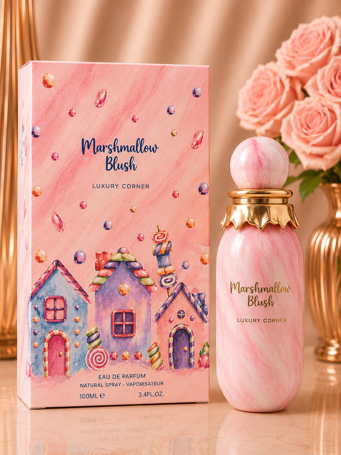 Eau de parfum marshmallow blush de luxury, flacon en 100 ml , pour femme