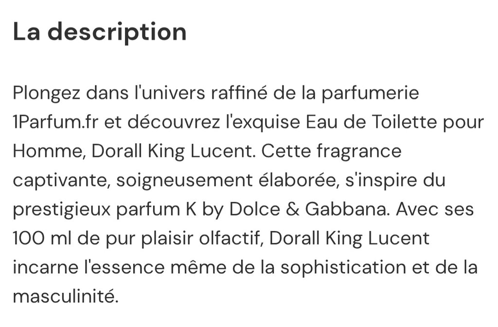 Eau de toilette king lucent de dorall collection, 100 ml, pour homme