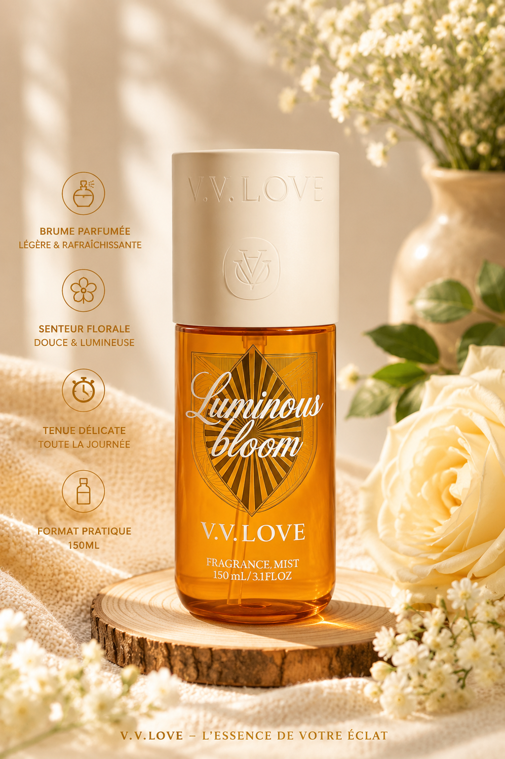 Brume luminous bloom de VV love, 150 ml, dupe de la n° 62 de sol de Janeiro